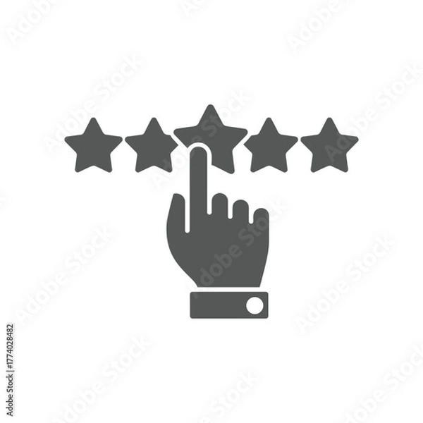 Obraz Hand touching star for five star rating on white background review