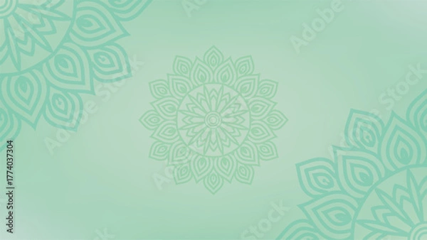 Fototapeta Round mandala on colorfull gradient background. Translucent mesh pattern in the form of a mandala. Mandala with floral patterns. Pastel Yoga template. Gradient background with round mandala