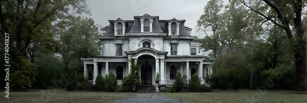 Fototapeta Explore the Mysterious andEerie Allure of Haunted Hoses: Uncover Ghostly Talesand Spine-Chilling Experieces Behind the World's Mos Notorious Hauntings