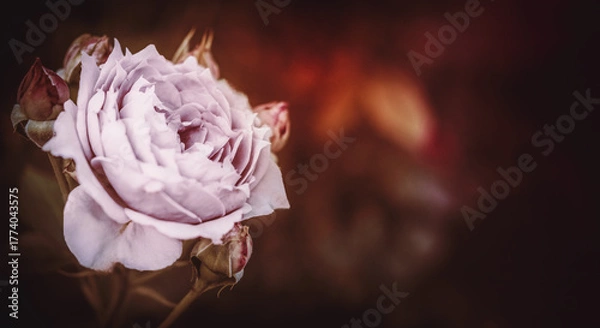 Obraz Einzelne Rose in lila violett mit Textraum