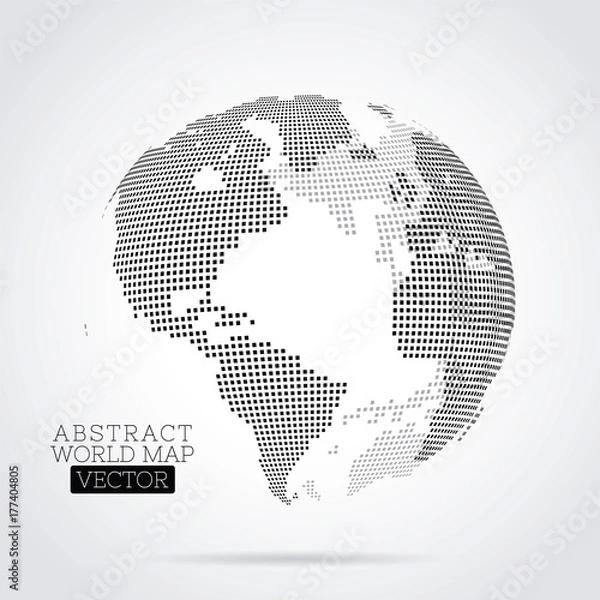 Fototapeta Mapa świata pikseli wykonana z małych kwadratów
