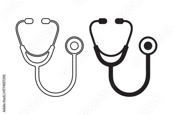 Fototapeta Two stethoscope icons one outline one solid black