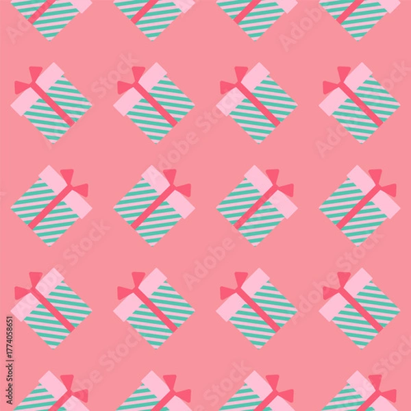 Obraz Seamless pattern with holiday boxes. Vector illustration