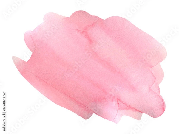 Fototapeta Abstract pink watercolor stain. Liquid watercolor paint stain on white background. Texture pink background