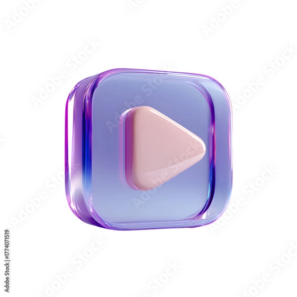 Fototapeta Play button icon isolated on transparent background, a modern and glossy design