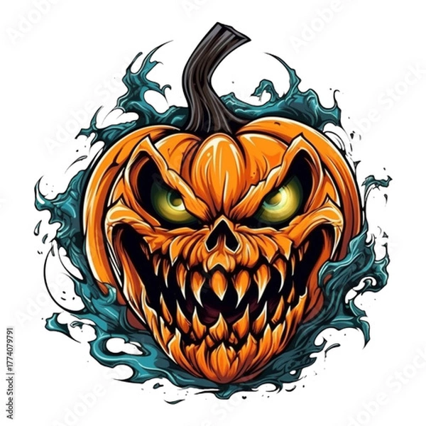 Obraz vector illustration of a scary halloween pumpkin  isolated without background