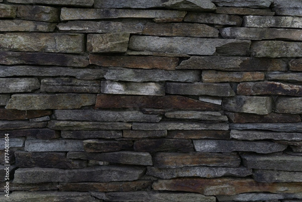 Fototapeta stacked stone wall texture background concept of building construction, architecture, landscaping