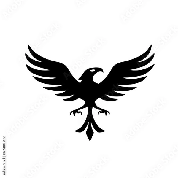 Obraz Golden Eagle. Golden Eagle simple black and white line art vector logo
