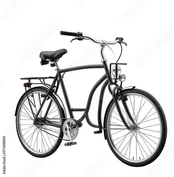 Fototapeta Sleek black bicycle isolated classic design urban commute vehicle