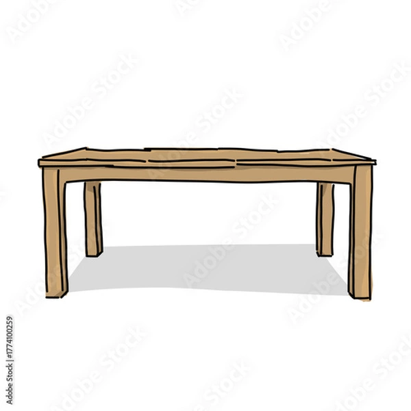 Fototapeta Simple vector illustration of a wooden table, clean and minimal design perfect for furniture, interior, and home decor graphics