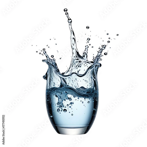 Fototapeta Water splash in glass with transparent background