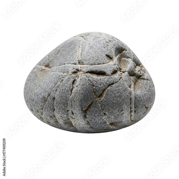 Fototapeta Close-up of a rounded gray rock, showing natural cracks