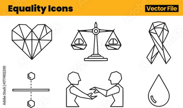 Obraz Equality and Justice Icons Depicting Unity, Balanced Scale, Heart Motif, Awareness Ribbon and Dialogue Between Human Figures Advocating Fairness