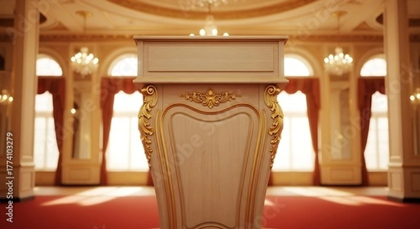 Obraz Ornate Podium in Grand Ballroom with Luxurious Interior Design Element