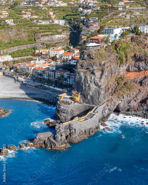 Fototapeta Panoramic view of the small village of Ponta do Sol, near Funchal. Madeira Island, Portugal