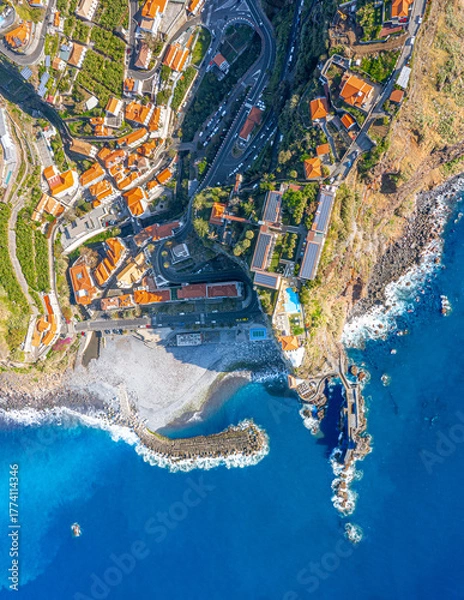 Fototapeta Panoramic view of the small village of Ponta do Sol, near Funchal. Madeira Island, Portugal