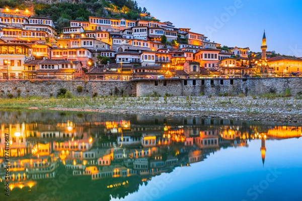 Obraz Old houses of Berat, historic city in Albania - Balkans country, world heritage.
