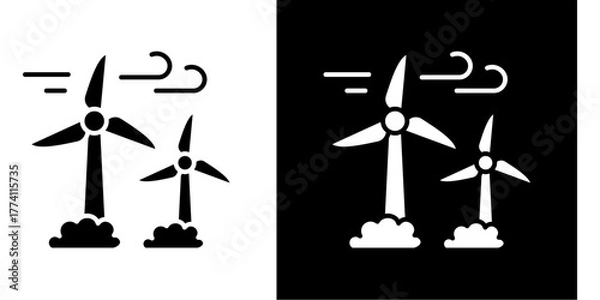 Obraz Wind Turbine  Icon Set White Style Collection