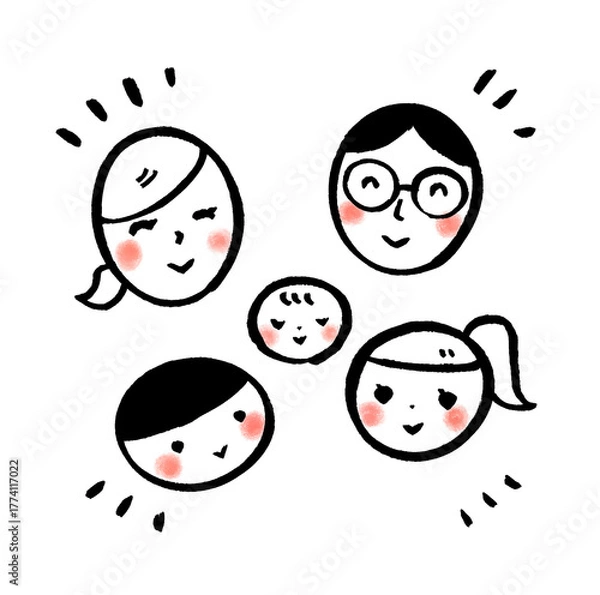 Obraz 家族団欒のイラスト