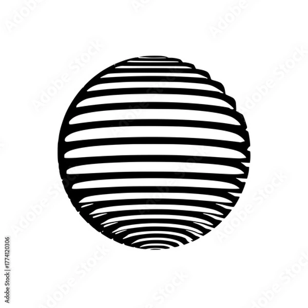 Fototapeta Dynamic abstract sphere with swirling black and white stripes