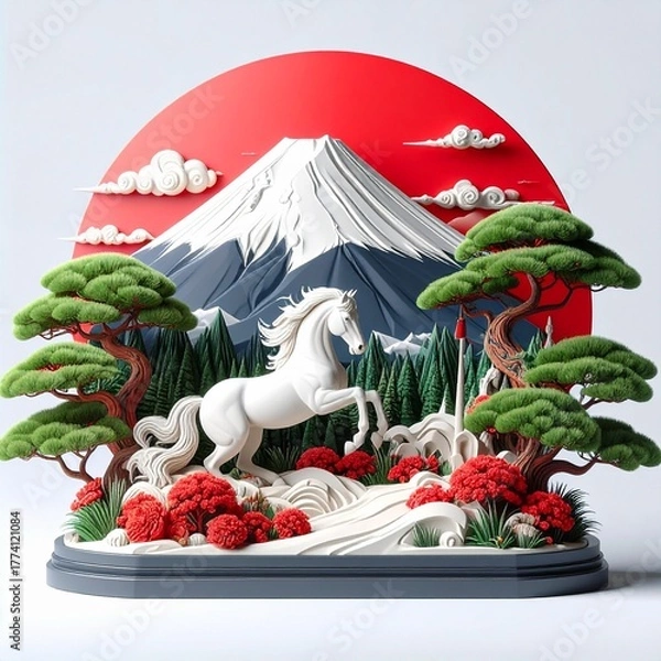 Obraz 干支　丙午年賀イラスト