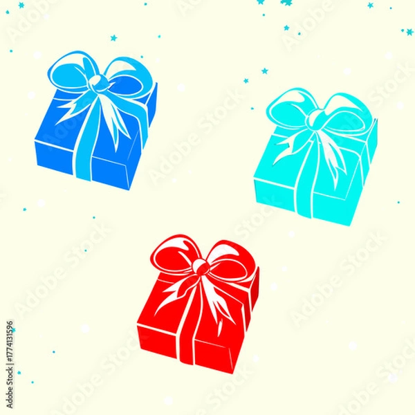 Obraz Vibrant gift boxes with bows, showcasing a colorful and festive arrangement perfect for holiday celebrations and special occasions