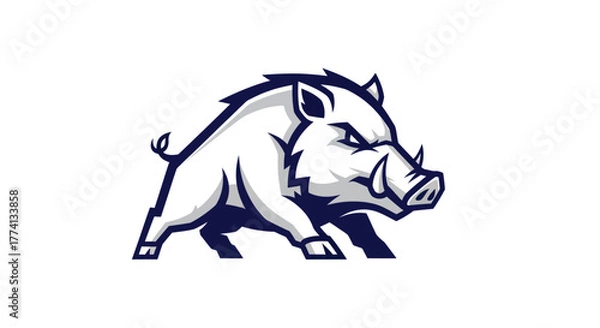 Fototapeta Stylized boar illustration on white background for graphic design projects