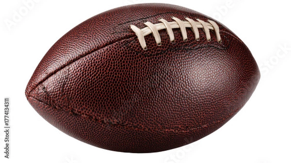 Obraz American football ball angled to show detailed texture and laces, isolated on a Transparent background, PNG file.