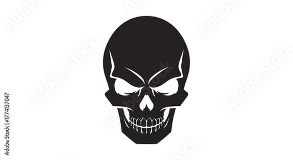 Fototapeta Black skull silhouette graphic isolated on white background for design