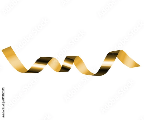 Fototapeta Elegant golden ribbon swirling gracefully, perfect for adding a touch of luxury and celebration to your designs, marketing materials, or festive holiday promotions