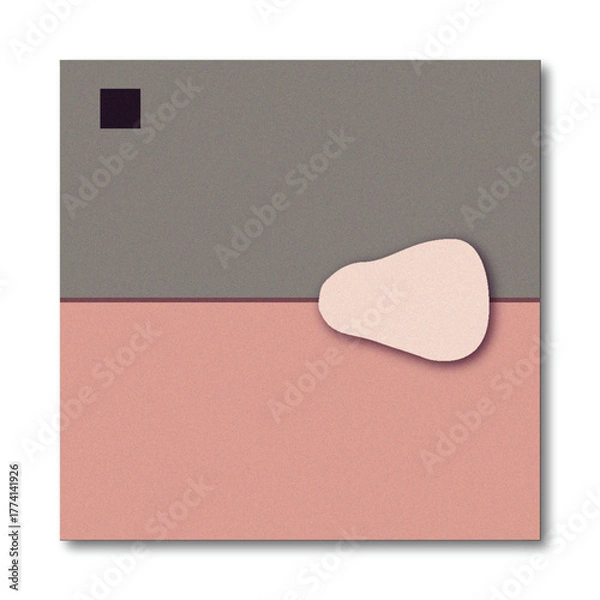 Fototapeta Abstract Minimalist Color Block Background with Taupe, Dusty Pink, and Organic White Shape