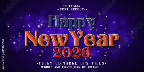 Fototapeta 3d happy new year 2026 lowercase text effect
