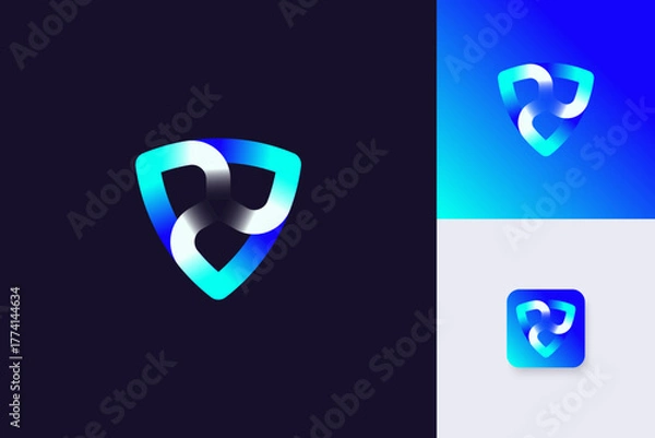 Obraz digital shield protection logo design vector template