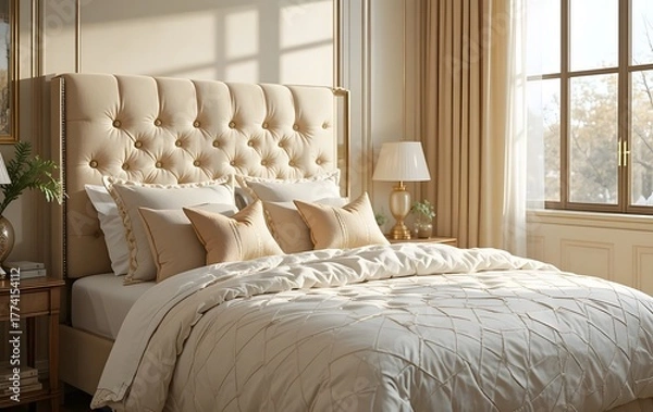 Obraz bed in hotel room