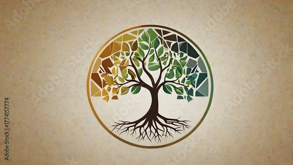 Fototapeta Mosaic Tree of Life A Symbolic Representation of Growth, Connection, and Harmony