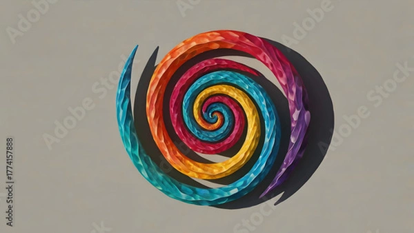 Fototapeta Dynamic swirling spectrum of vibrant colors forming an intricate abstract helix, symbolizing movement, energy, and artistic expression