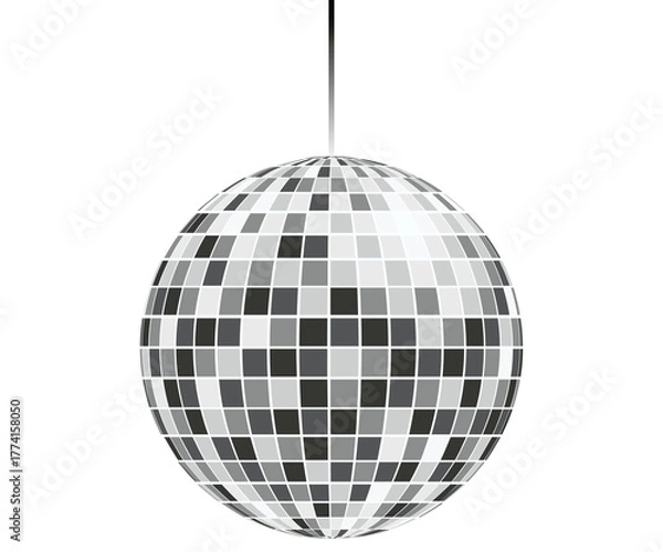Fototapeta Shimmering disco ball ready to light up your project, add some sparkle to your designs for a modern, festive, retro party vibe with this eye catching design element