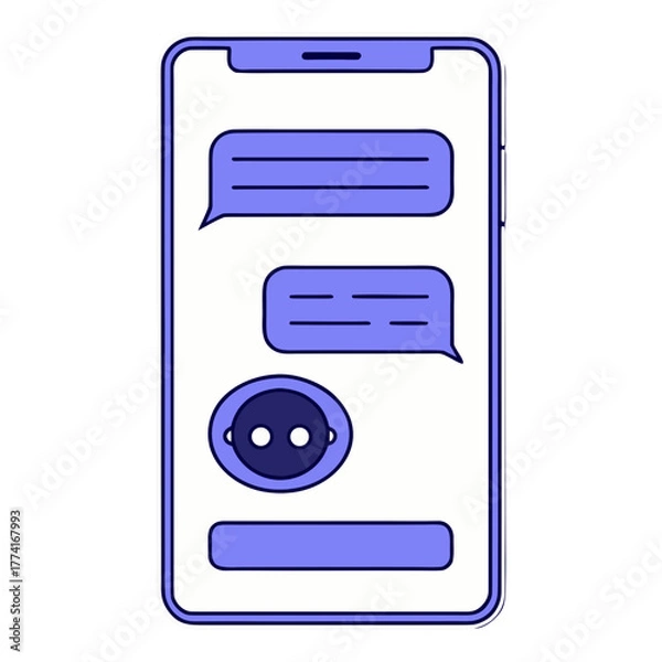 Obraz Futuristic ai chatbot mobile app ui conversation illustration vector vector