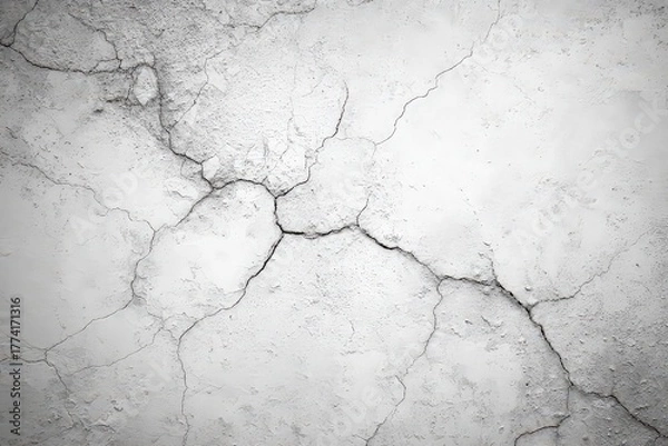 Fototapeta Abstract Grayscale Texture with Irregular Cracks and Speckled Details