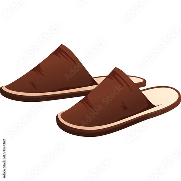 Obraz Brown Open Toe Slippers With White Inner Soles On Transparent Background