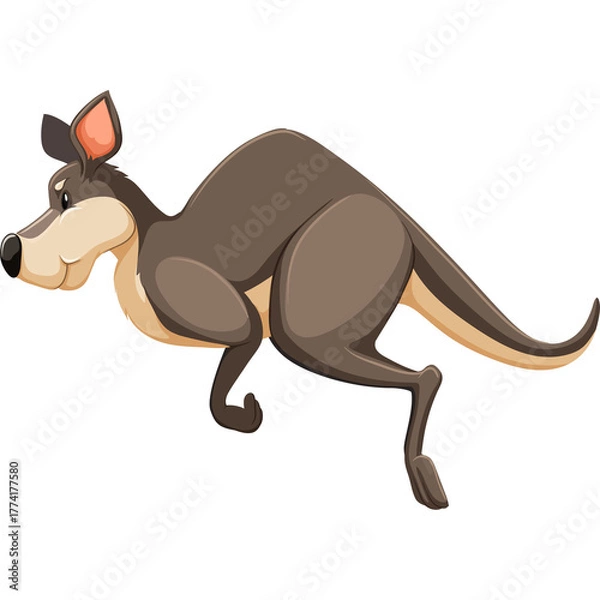Obraz Brown Kangaroo In Motion With A Transparent Background Ideal For Educational And Wildlife Graphics