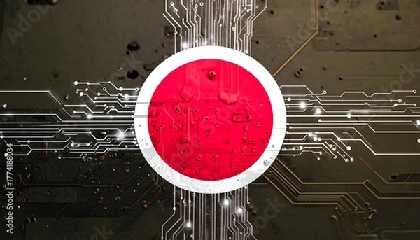 Fototapeta Japanese Tech Innovation Microchip Circuit Board Design