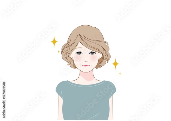 Obraz 姿勢の良い中高年女性上半身ミント