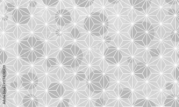 Fototapeta おしゃれなドット付きグレーの麻の葉模様背景