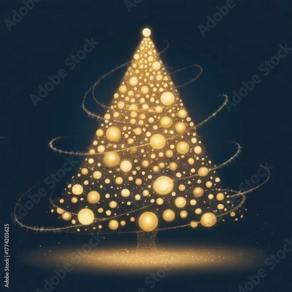 Obraz "Magical Glowing Christmas Tree with Golden Lights – Elegant Holiday Background"