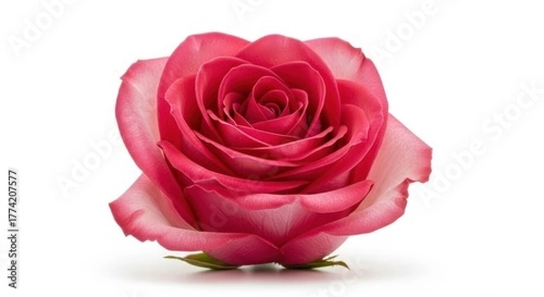 Fototapeta Graceful pink rose blossom radiating softness on an isolated backdrop