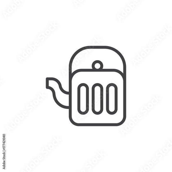 Fototapeta Tea kettle line icon, outline vector sign, linear style pictogram isolated on white. Symbol, logo illustration. Editable stroke