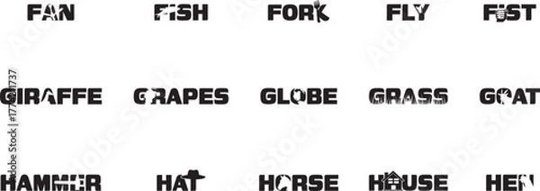 Obraz Bold Minimal Letter F G H Typography Silhouette | Modern Alphabet Design for Logo, Poster, and T-Shirt Art