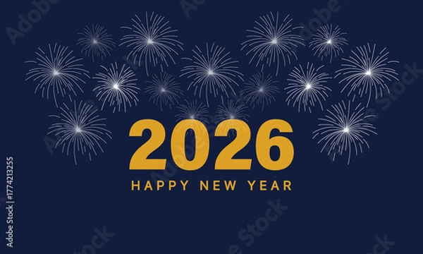 Obraz 2026 Happy New Year Background Design. Greeting Card, Banner, Poster. Vector Illustration.