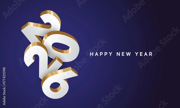 Fototapeta 2026 Happy New Year Background Design. Greeting Card, Banner, Poster. Vector Illustration.